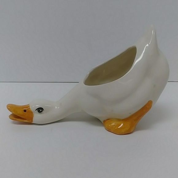 unknown Other - Vintage cute white duck ceramic planter pot